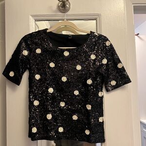 J Crew Black Sequin Shirt Size XXS